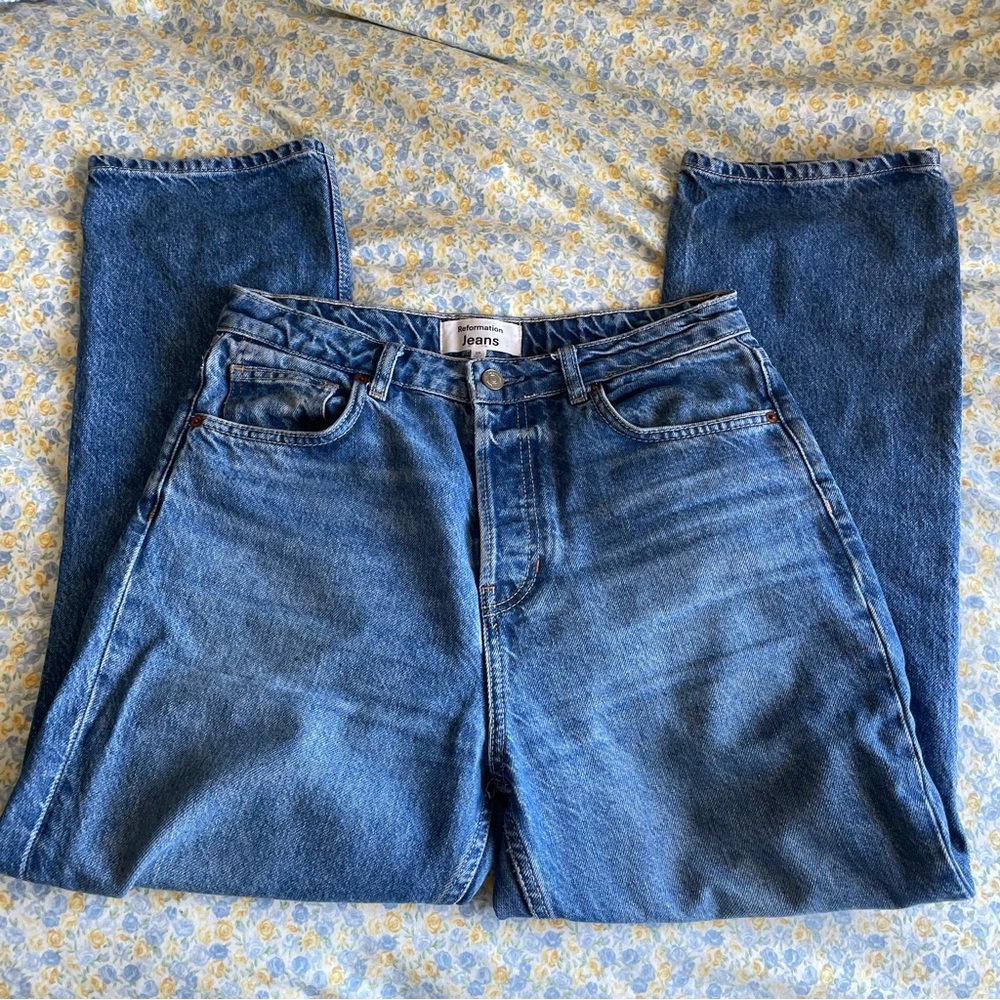 Reformation Cynthia High Rise Straight Cropped Jeans (Size 28”